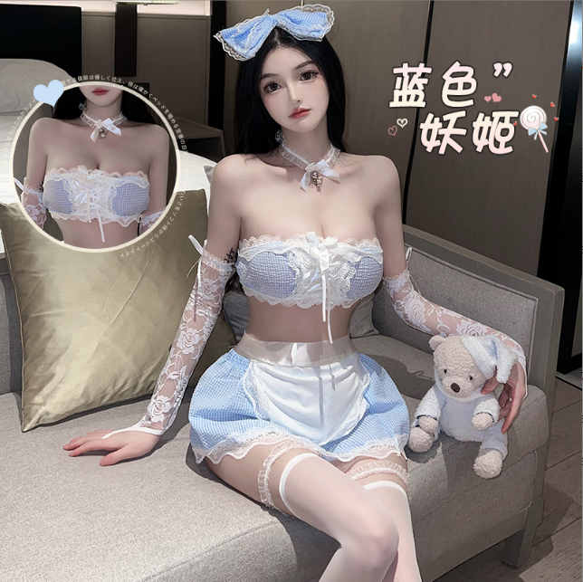 蓝格女佣露背女仆装